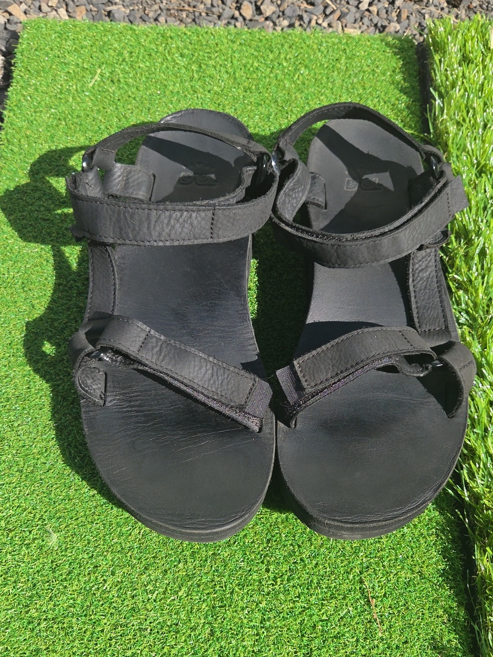 Teva Women's Black Leather Adjustable Strap Sandals